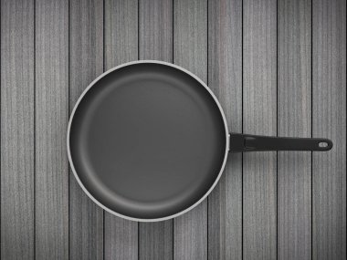 Tablo arka plan üzerinde Üstten Görünüm boş tava