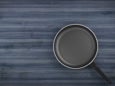 Tablo arka plan üzerinde Üstten Görünüm boş tava