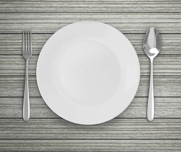 Üstten Görünüm boş tabak üzerinde tablo arka planı