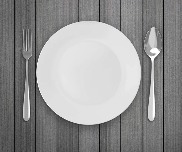 Üstten Görünüm boş tabak üzerinde tablo arka planı