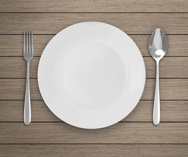 Üstten Görünüm boş tabak üzerinde tablo arka planı