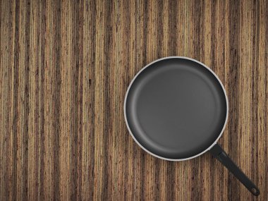 Tablo arka plan üzerinde Üstten Görünüm boş tava