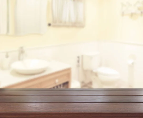 Table Top And Blur Bathroom Of Background — Stock Photo, Image