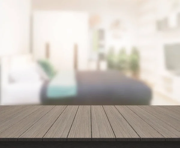 Bordplade og slør baggrund i soveværelset - Stock-foto