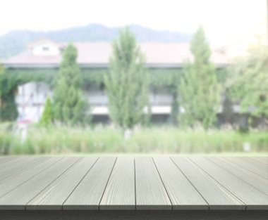 Top masa ve bina, arka plan bulanıklık