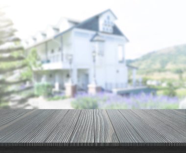 Top masa ve bina, arka plan bulanıklık