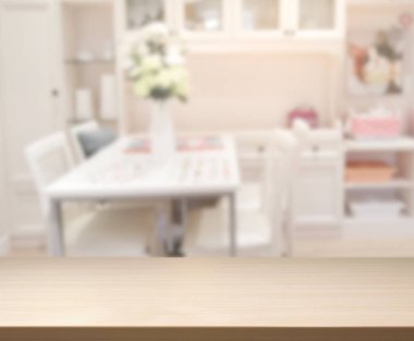 Top masa ve yemek odası arka plan bulanıklık