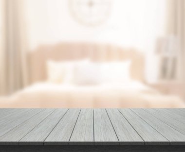 Masa üstü ve bulanıklık arka planda yatak odası