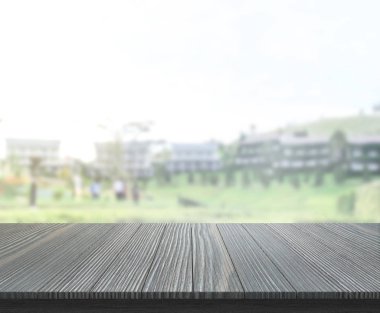 Top masa ve bina, arka plan bulanıklık