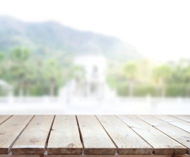 Top masa ve bina, arka plan bulanıklık