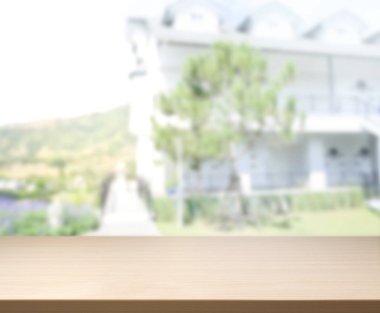 Top masa ve bina, arka plan bulanıklık