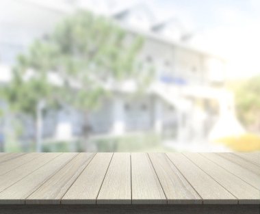Top masa ve bina, arka plan bulanıklık
