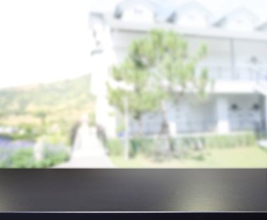 Top masa ve bina, arka plan bulanıklık