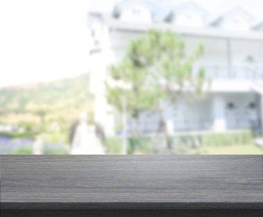 Top masa ve bina, arka plan bulanıklık
