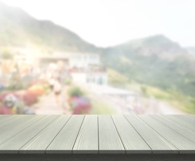 Top masa ve bina, arka plan bulanıklık