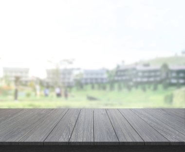 Top masa ve bina, arka plan bulanıklık