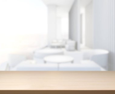 Masa üstü ve arka planın bulanık oturma odası