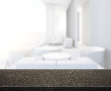 Masa üstü ve arka planın bulanık oturma odası