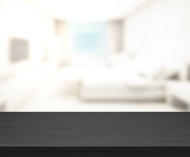 Masa üstü ve bulanıklık arka planda yatak odası