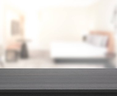 Masa üstü ve bulanıklık arka planda yatak odası