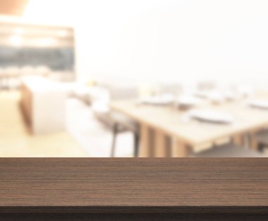 Top masa ve yemek odası arka plan bulanıklık