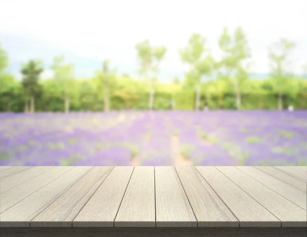 Tampo da mesa e natureza do borrão para fundo — Fotografia de Stock