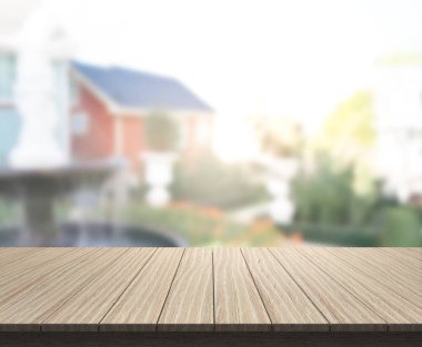 Tablo üst ve arka plan bulanıklık bina