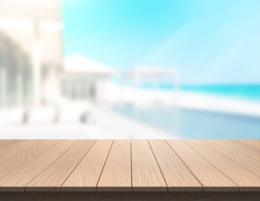 Tablo üst ve arka plan bulanıklık bina