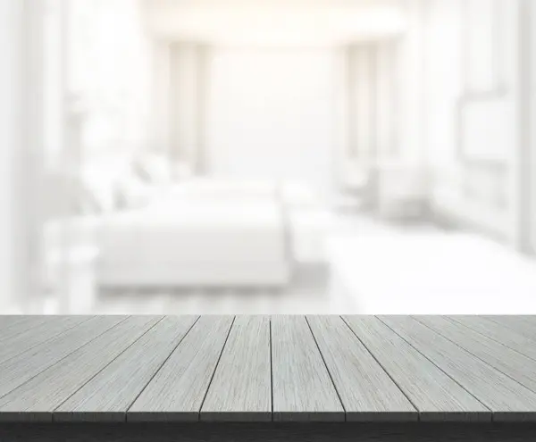 Table Top Blur Background Bedroom — Stock Photo, Image