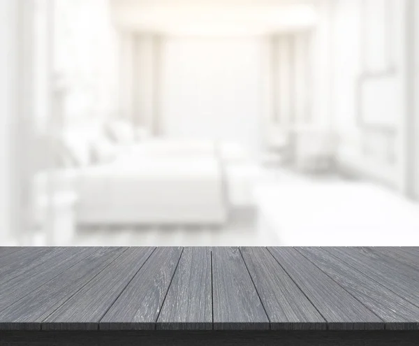 Tischplatte Und Verschwommener Hintergrund Schlafzimmer — Stockfoto