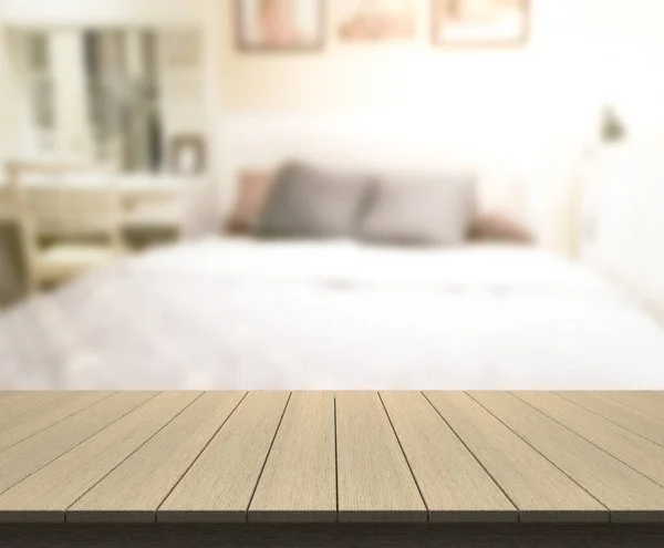 Table Top Blur Background Bedroom — Stock Photo, Image