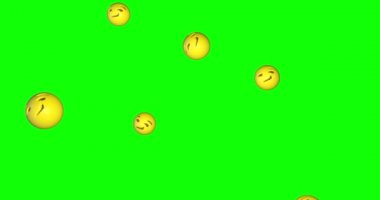 Emoji emoticon sırıtışı Düşen yeşil ekran krom anahtar animasyonu 3d