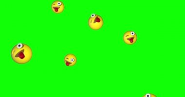 Dil dışarı yüz emoji emoticon düşüş iştah, lezzetli, çekici yeşil ekran kroma anahtar animasyon 3d