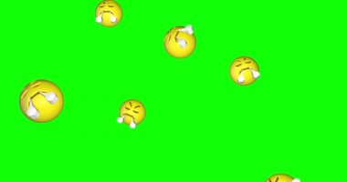 Emoji 'nin zafer ifadesi öfke hüsranı düşüyor yeşil ekran animasyonu 3D