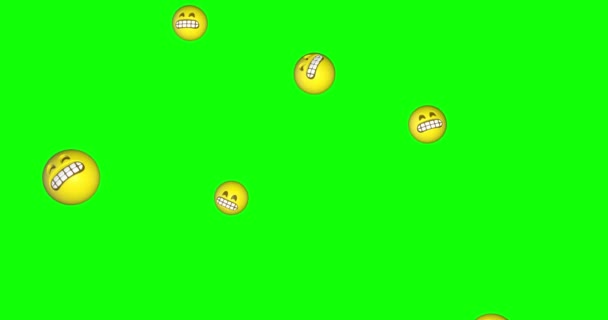 Emoji Emoticon Grimmace Face Falling Green Screen Chroma Key Animation — Stock video