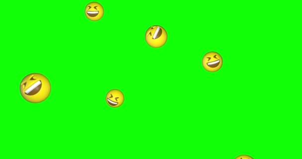 Emoji Emoticon Lol Tårar Glädje Skrattar Ansikte Faller Grön Skärm — Stockvideo