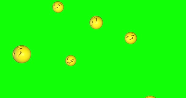 Emoji Emoticon Sorrir Rosto Caindo Tela Verde Croma Animação Chave — Vídeo de Stock