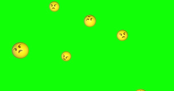 Emoji Emoticon Arg Ansikte Faller Grön Skärm Kroma Nyckel Animation — Stockvideo