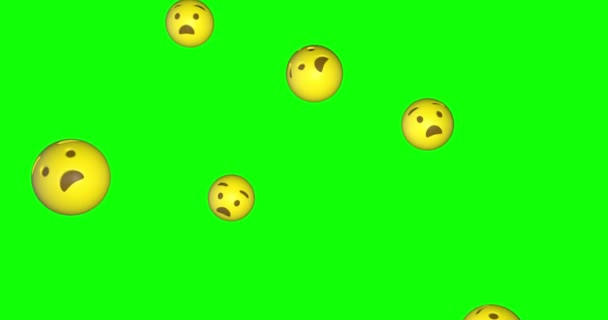 Emoji Emoticono Preocupado Cara Triste Caída Pantalla Verde Croma Clave — Vídeo de stock