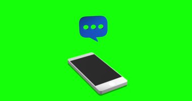 Akıllı telefondaki sohbet mesajı, mobil kurye uygulaması, 3D biçim animasyonu, video klibi.