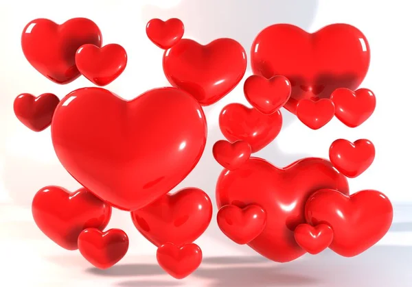 3d много Красное сердце — стоковое фото