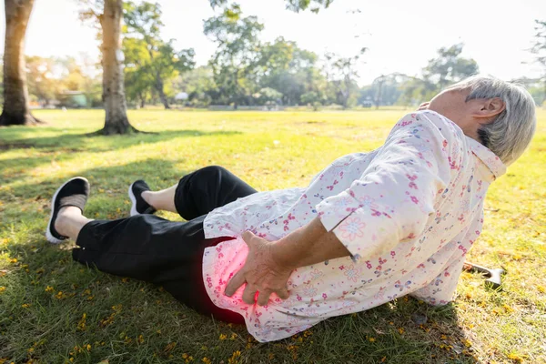 Asian Elderly People Have Accident Because Her Walking Exercise Alone — Stock Photo, Image