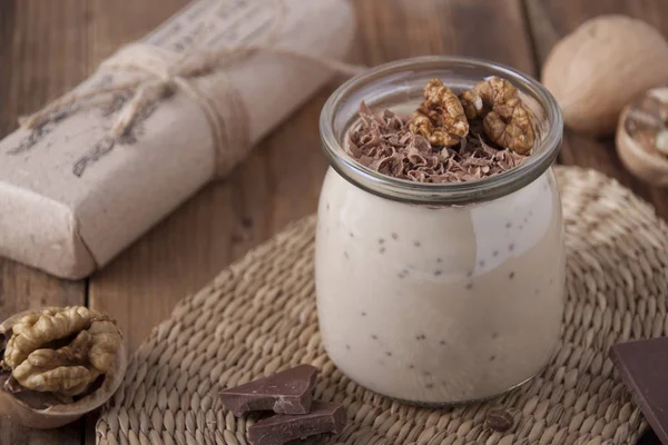 Coffee smoothie with chocolate and walnuts