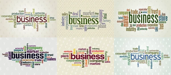 Business Text Vector Word Cloud Bundle Set — Stock Vector