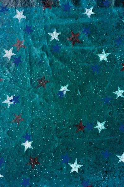 Textura metálica antiga e estrelas (branco, vermelho e azul). Cores verde, azul, turquesa e prata. Pronto para a saudação de Natal . — Fotografia de Stock