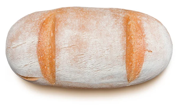 Целый сельский хлеб. Изолированный на белом фоне. Вид сверху . — стоковое фото