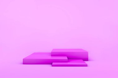 Ürünler için 3 boyutlu pembe kız sahnesi. Uzayı kopyala Stüdyo ışığı. Geometrik ilkeller