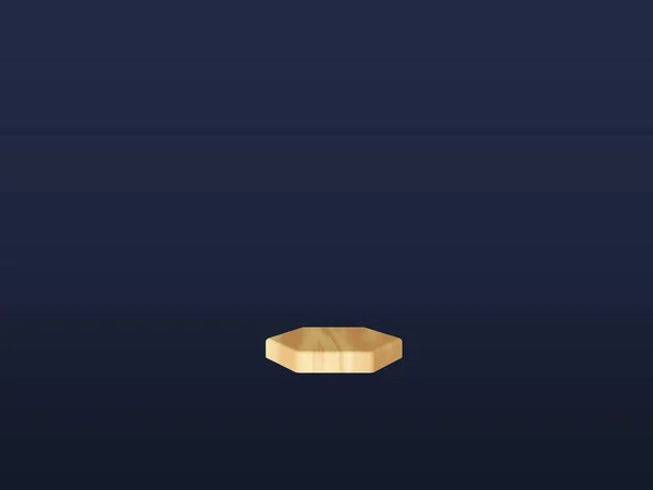 Holzbühne im blauen Raum für Produkte. 3D-Darstellung. Attrappe — Stockfoto