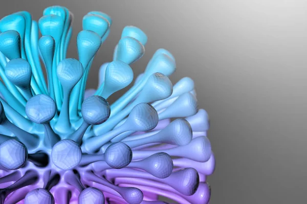 3D-Darstellung des Virus Covid-19. Globale Pandemie der Coronavirus-Lungenentzündung. — Stockfoto
