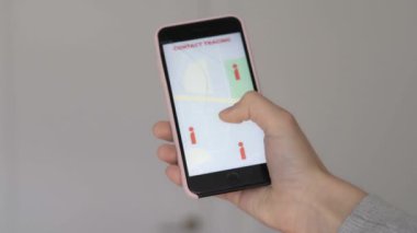 Bağlantı izleme uygulaması ile telefon ekranını kapat. Covid-19 önleme. 